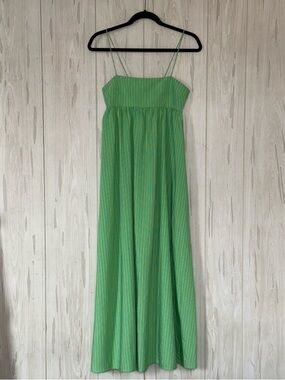 Zara Green Striped Babydoll Maxi Dress in Medium